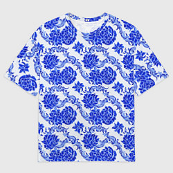 Футболка оверсайз мужская Гжель классика, цвет: 3D-принт