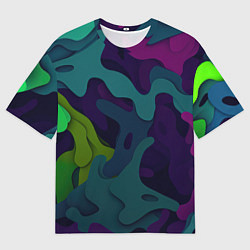 Футболка оверсайз мужская Неопределенный яркий камуфляж, цвет: 3D-принт