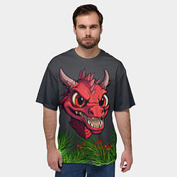 Футболка оверсайз мужская Голова злого дракона 2024, цвет: 3D-принт — фото 2