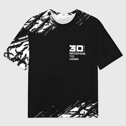 Футболка оверсайз мужская Thirty seconds to mars штрихи бенд, цвет: 3D-принт