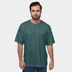 Футболка оверсайз мужская Зелёный геометричные линии, цвет: 3D-принт — фото 2