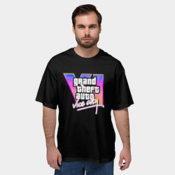 Футболка оверсайз мужская Gta 6 vice city logo, цвет: 3D-принт — фото 2