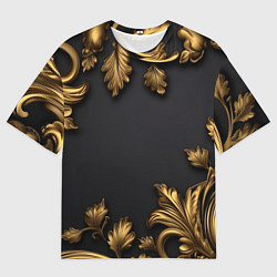 Футболка оверсайз мужская Золотые объемные листья, цвет: 3D-принт