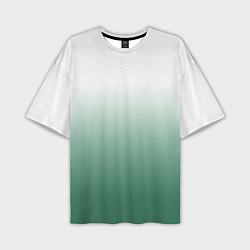Мужская футболка оверсайз Туманный градиент бело-зелёный