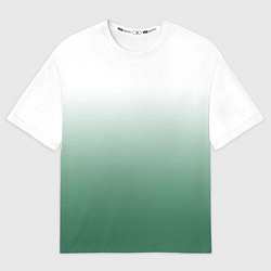 Мужская футболка оверсайз Туманный градиент бело-зелёный