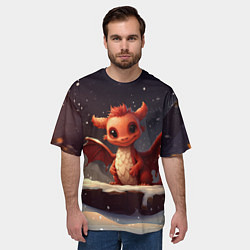 Футболка оверсайз мужская Дракон ветрокрылый огневик, цвет: 3D-принт — фото 2