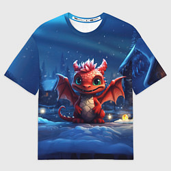 Футболка оверсайз мужская Красный маленький дракон, цвет: 3D-принт