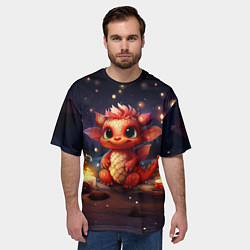 Футболка оверсайз мужская Дракон амурный искоркогонь, цвет: 3D-принт — фото 2