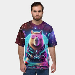 Футболка оверсайз мужская Загадочный мир геймера - капибара, цвет: 3D-принт — фото 2