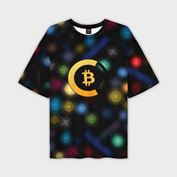 Футболка оверсайз мужская Bitcoin logo criptomoney, цвет: 3D-принт