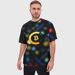 Футболка оверсайз мужская Bitcoin logo criptomoney, цвет: 3D-принт — фото 2