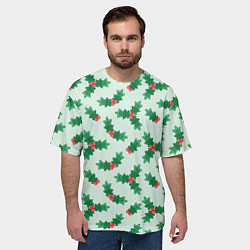 Футболка оверсайз мужская Рождественская омела, цвет: 3D-принт — фото 2