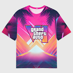 Футболка оверсайз мужская GTA6 hot summer Vaporwave, цвет: 3D-принт
