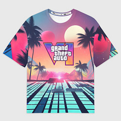 Футболка оверсайз мужская Gta 6 retro style, цвет: 3D-принт