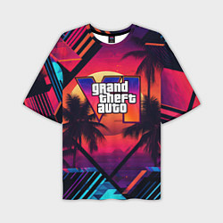 Футболка оверсайз мужская GTA 6 аbstract logo, цвет: 3D-принт