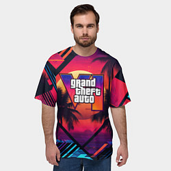 Футболка оверсайз мужская GTA 6 аbstract logo, цвет: 3D-принт — фото 2