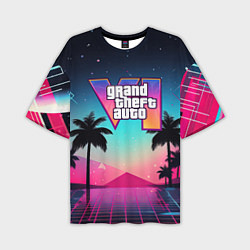 Футболка оверсайз мужская GTA 6 summer abstract, цвет: 3D-принт