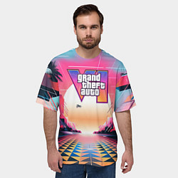 Футболка оверсайз мужская GTA 6 retro abstract logo, цвет: 3D-принт — фото 2