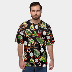 Футболка оверсайз мужская Ёлочные игрушки и ёлки, цвет: 3D-принт — фото 2