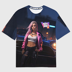 Футболка оверсайз мужская GTA 6 девушка у машины, цвет: 3D-принт