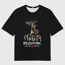 Футболка оверсайз мужская Ведьмак персонажи охоты, цвет: 3D-принт