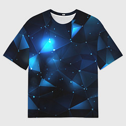 Мужская футболка оверсайз Синяя геометрическая абстракция