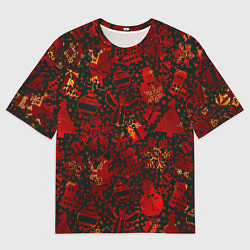 Футболка оверсайз мужская Ёлочные игрушки и ёлки, цвет: 3D-принт