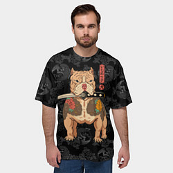 Футболка оверсайз мужская Питбуль якудза, цвет: 3D-принт — фото 2