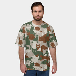 Футболка оверсайз мужская Кошки - камуфляж, цвет: 3D-принт — фото 2