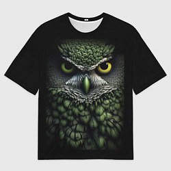 Футболка оверсайз мужская Зелено черная сова, цвет: 3D-принт