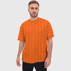 Футболка оверсайз мужская Объёмные пирамиды сочный апельсиновый, цвет: 3D-принт — фото 2
