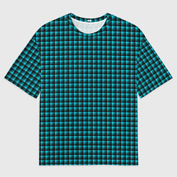 Мужская футболка оверсайз Паттерн объёмные квадраты тёмно-бирюзовый