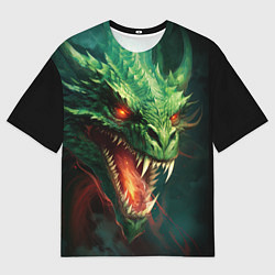 Футболка оверсайз мужская Древний злой зеленый дракон, цвет: 3D-принт