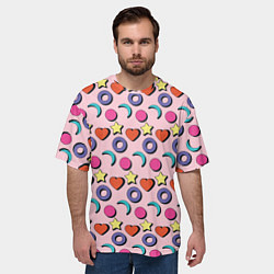 Футболка оверсайз мужская Современный узор с сердечной звездой и кругом, цвет: 3D-принт — фото 2