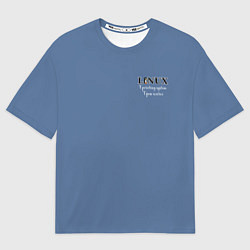 Футболка оверсайз мужская Линукс пингвин на сером фоне, цвет: 3D-принт