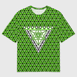 Футболка оверсайз мужская Зелёные и чёрные треугольники, цвет: 3D-принт