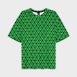 Мужская футболка оверсайз Зелёные и чёрные треугольники