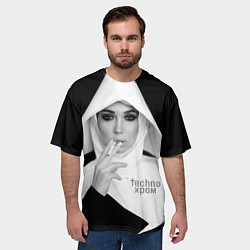 Футболка оверсайз мужская Techno храм роковая монашка, цвет: 3D-принт — фото 2