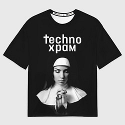 Футболка оверсайз мужская Techno храм монашка в молитве, цвет: 3D-принт