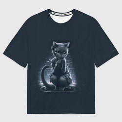 Футболка оверсайз мужская Sweet cat - cyberpunk, цвет: 3D-принт