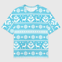 Мужская футболка оверсайз Новый год ели и олени