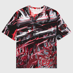 Мужская футболка оверсайз Кровавый красный металл