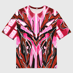 Мужская футболка оверсайз Розовый кибер доспех