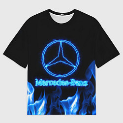 Футболка оверсайз мужская Mercedes-benz blue neon, цвет: 3D-принт