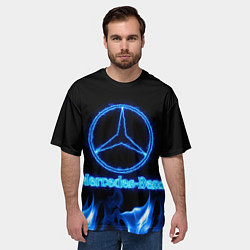 Футболка оверсайз мужская Mercedes-benz blue neon, цвет: 3D-принт — фото 2