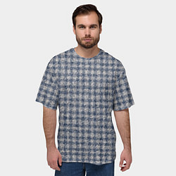 Футболка оверсайз мужская Клетчатый тёмный серо-синий, цвет: 3D-принт — фото 2