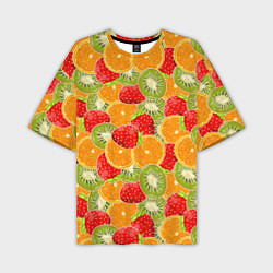 Мужская футболка оверсайз Сочные фрукты и ягоды