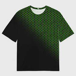 Мужская футболка оверсайз Неоновые соты чёрный