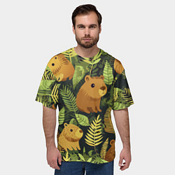 Футболка оверсайз мужская Капибары - лесной маскировочный камуфляж, цвет: 3D-принт — фото 2