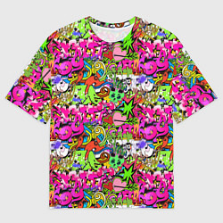 Футболка оверсайз мужская Hip Hop Graffiti, цвет: 3D-принт